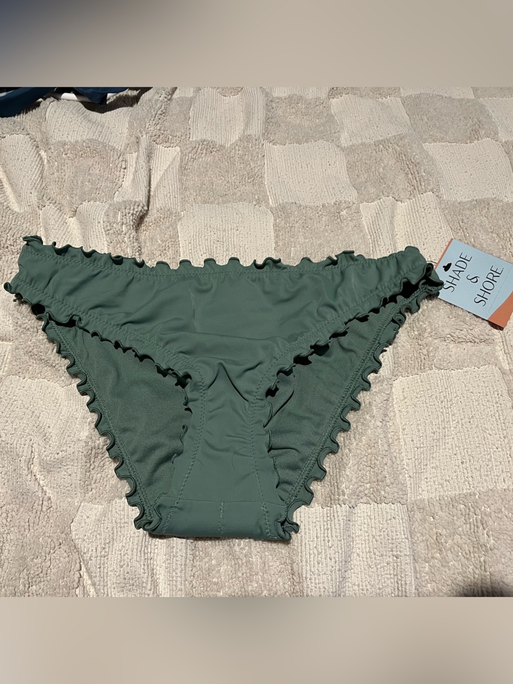 Shade & Shore Muted Sage Ruffle-Trim Swim Bottom
